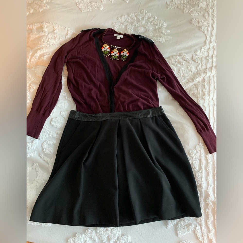 Trina Turk Mini Skirt With Black Vegan Leather Built-In Belt Side Pockets - USA